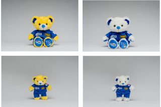『ご当地ベアぬいぐるみS＜JAXA LABEL＞』（上2つ）と『ご当地ベアマスコットST＜JAXA LABEL＞』（下2つ）