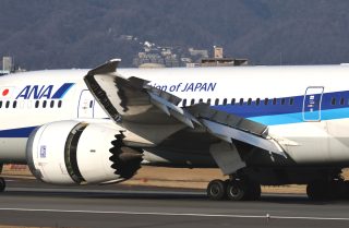 離陸を中止する場合はスラストレバーを引き戻すと、自動的に車輪ブレーキとエアブレーキが作動する。