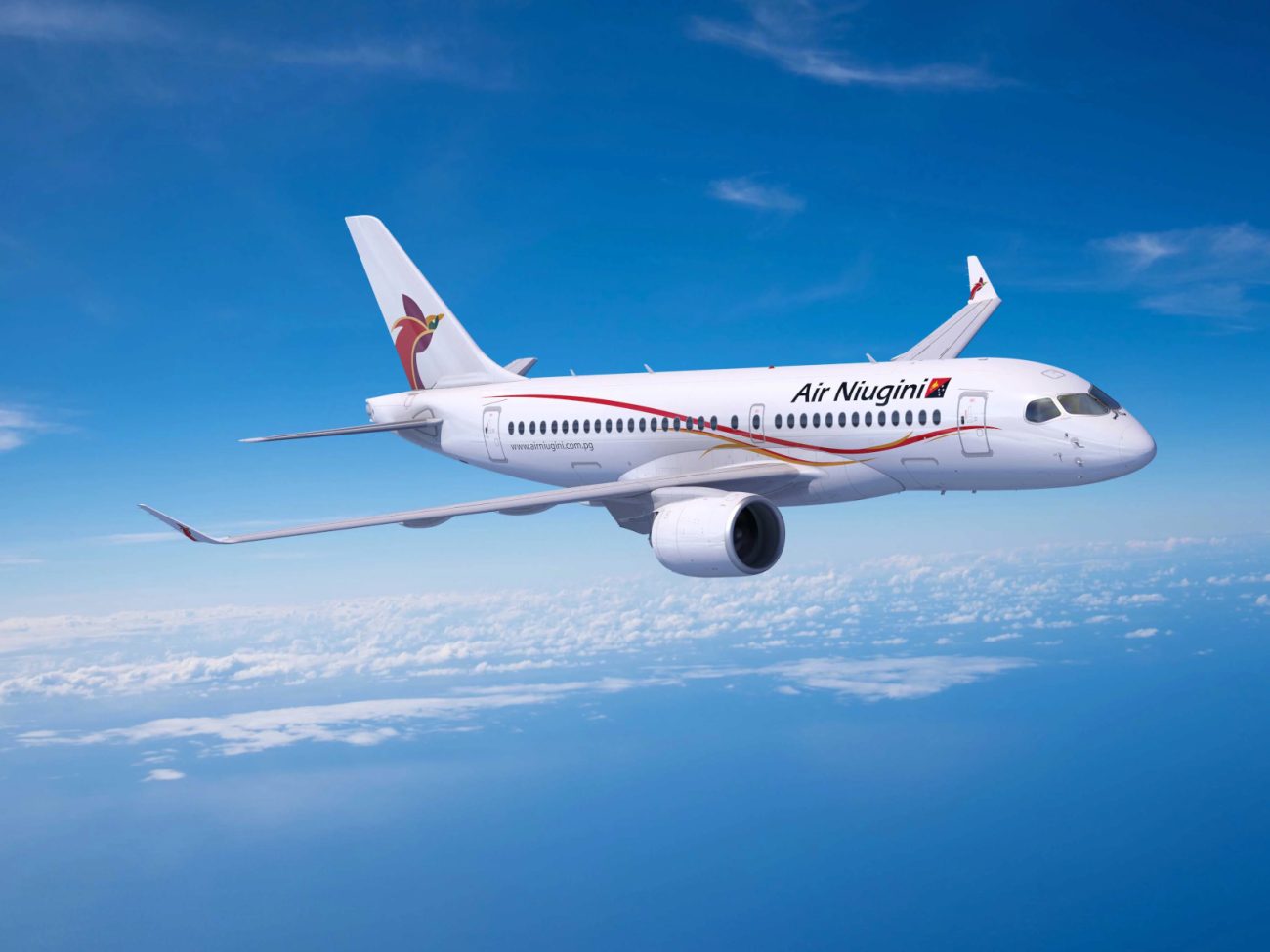 ニューギニア航空・エアバスA220-100のイメージ図。