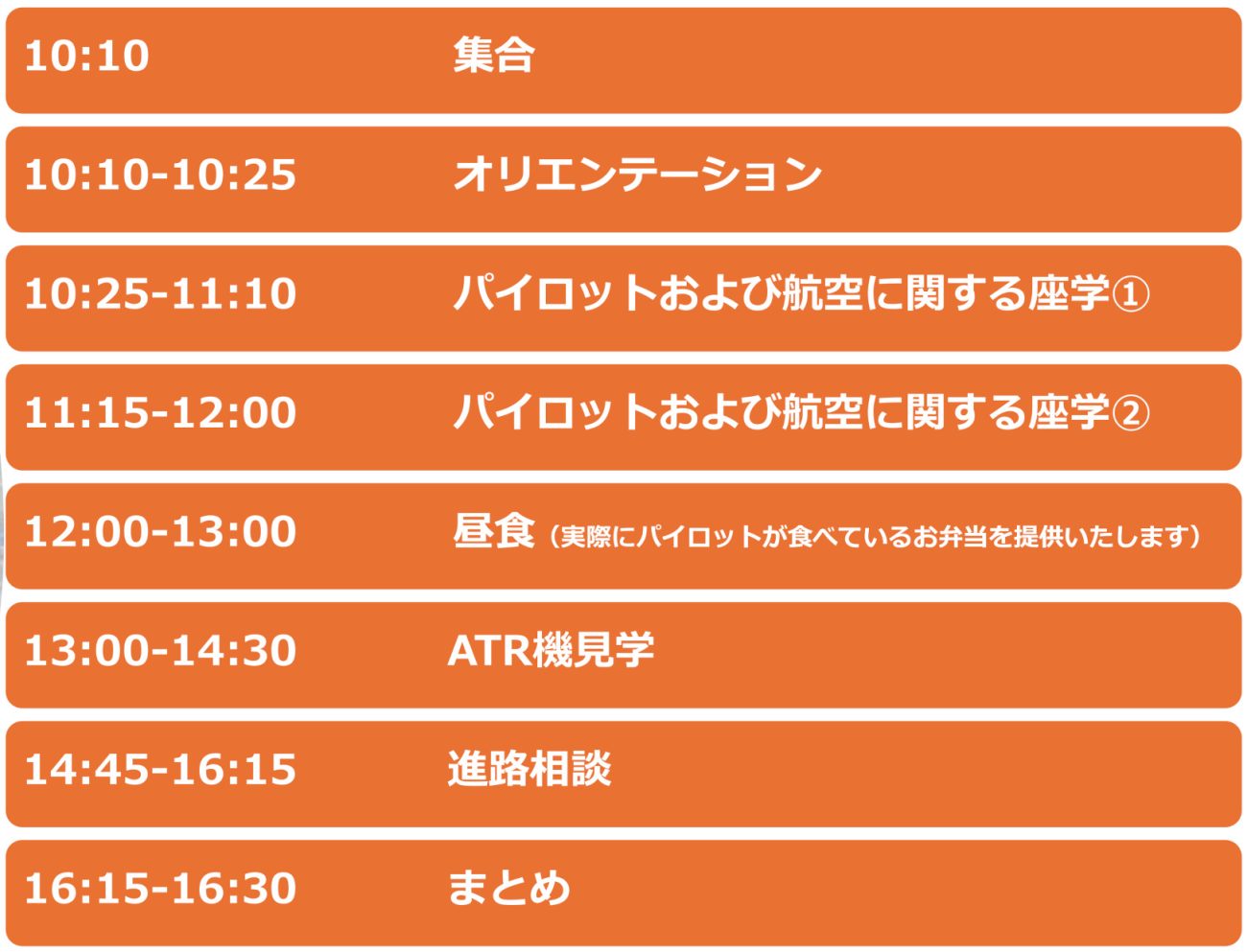 当日のスケジュール。