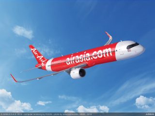 エアアジア塗装のエアバスA321XLRのイメージ図。