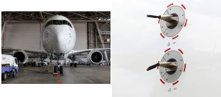 A350の機首を取り囲むように、多数のセンサーやプローブがついている。