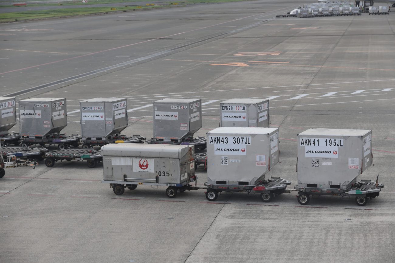 おなじみのLD-3コンテナのようだが、よく見るとサイズが小さいものも含まれている。