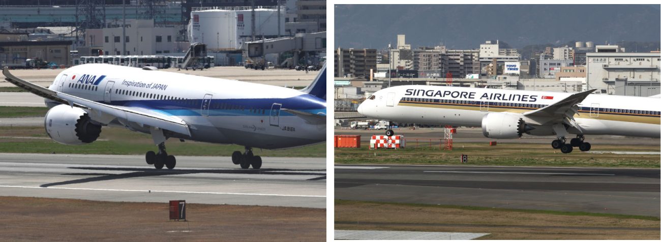 787-8の着陸と787-10の着陸。