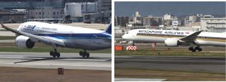 787-8の着陸と787-10の着陸。