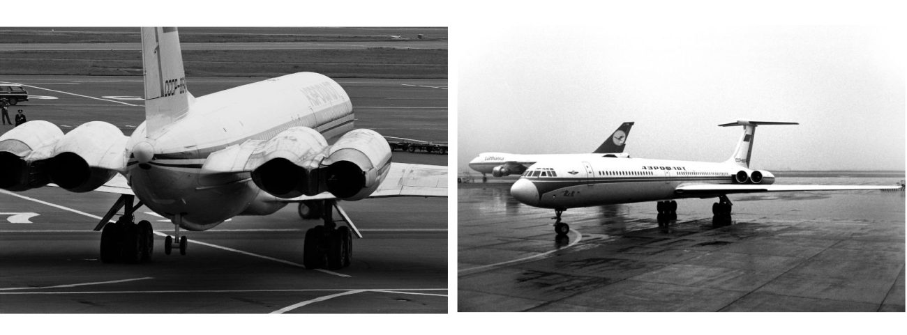 VC-10のコピーともいわれたIl-62だが、機体規模はやや大きく胴体が長い。