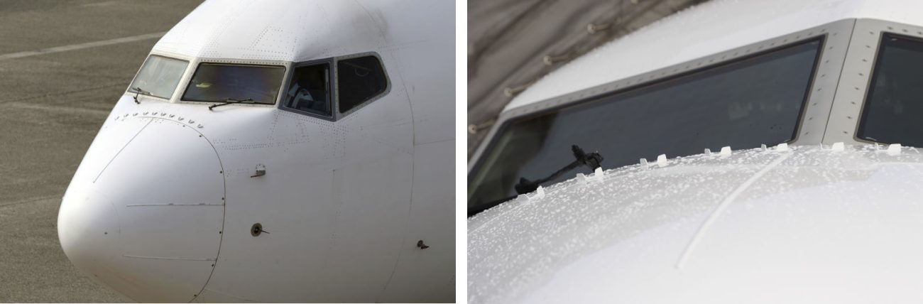 737のワイパーの前にはボルテックスジェネレーターが並んでいる。