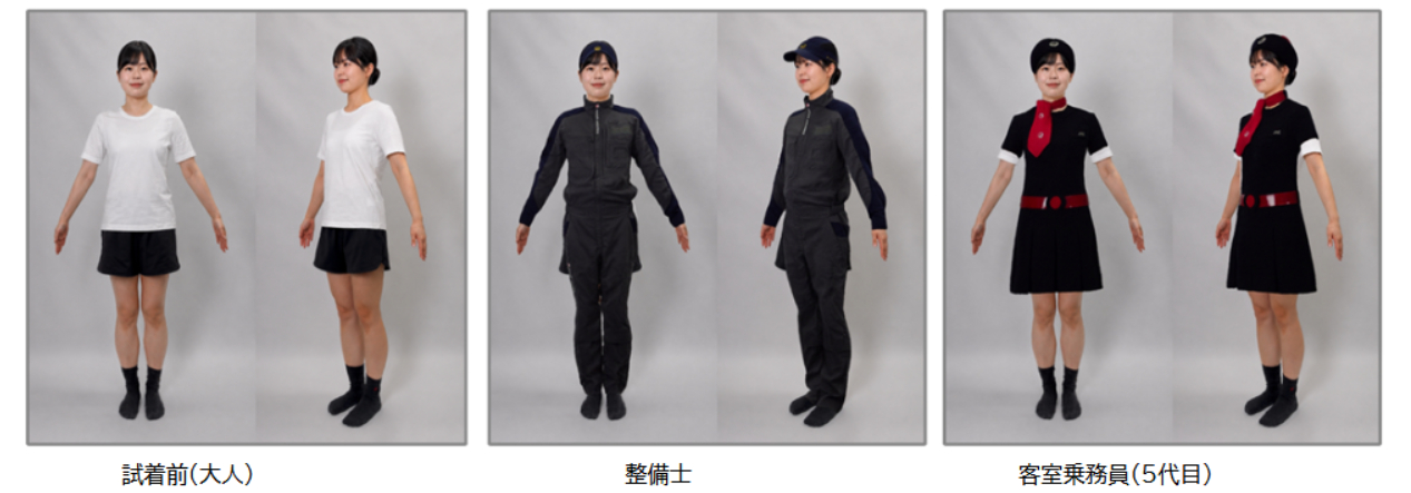 仮想試着可能な制服ラインナップと試着イメージ（大人）