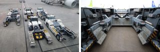 羽田空港のエプロンで待機するトーバーレス車。
